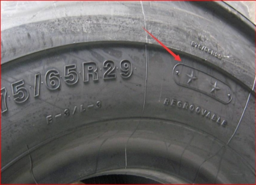 Brikut tanda bintang pada ban OTR berdasarkan jenis alat berat 