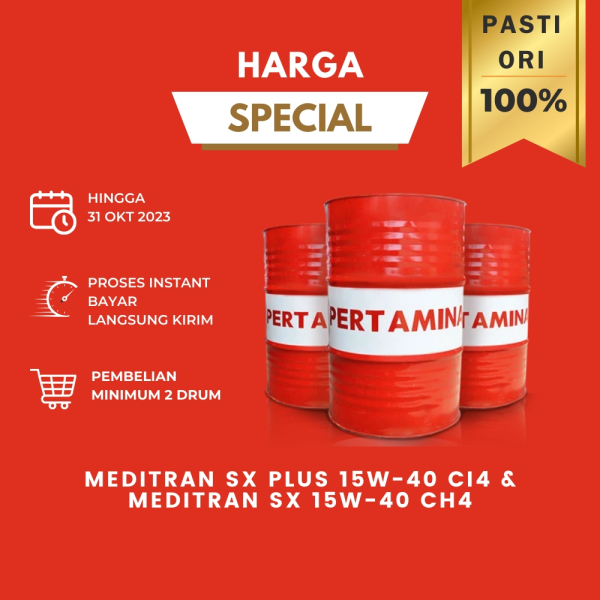 Beli MEDITRAN SX 15W-40 CH4 atau MEDITRAN SX PLUS 15W-40 CI4 Hanya di Trumecs 