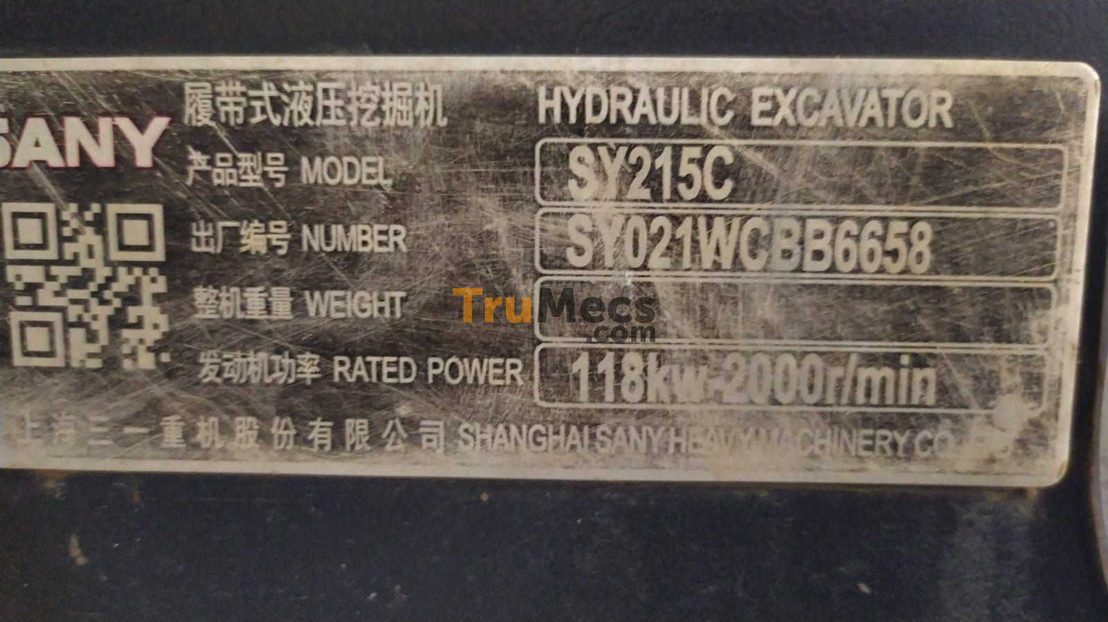 Jual Excavator Sany 215scy | Trumecs