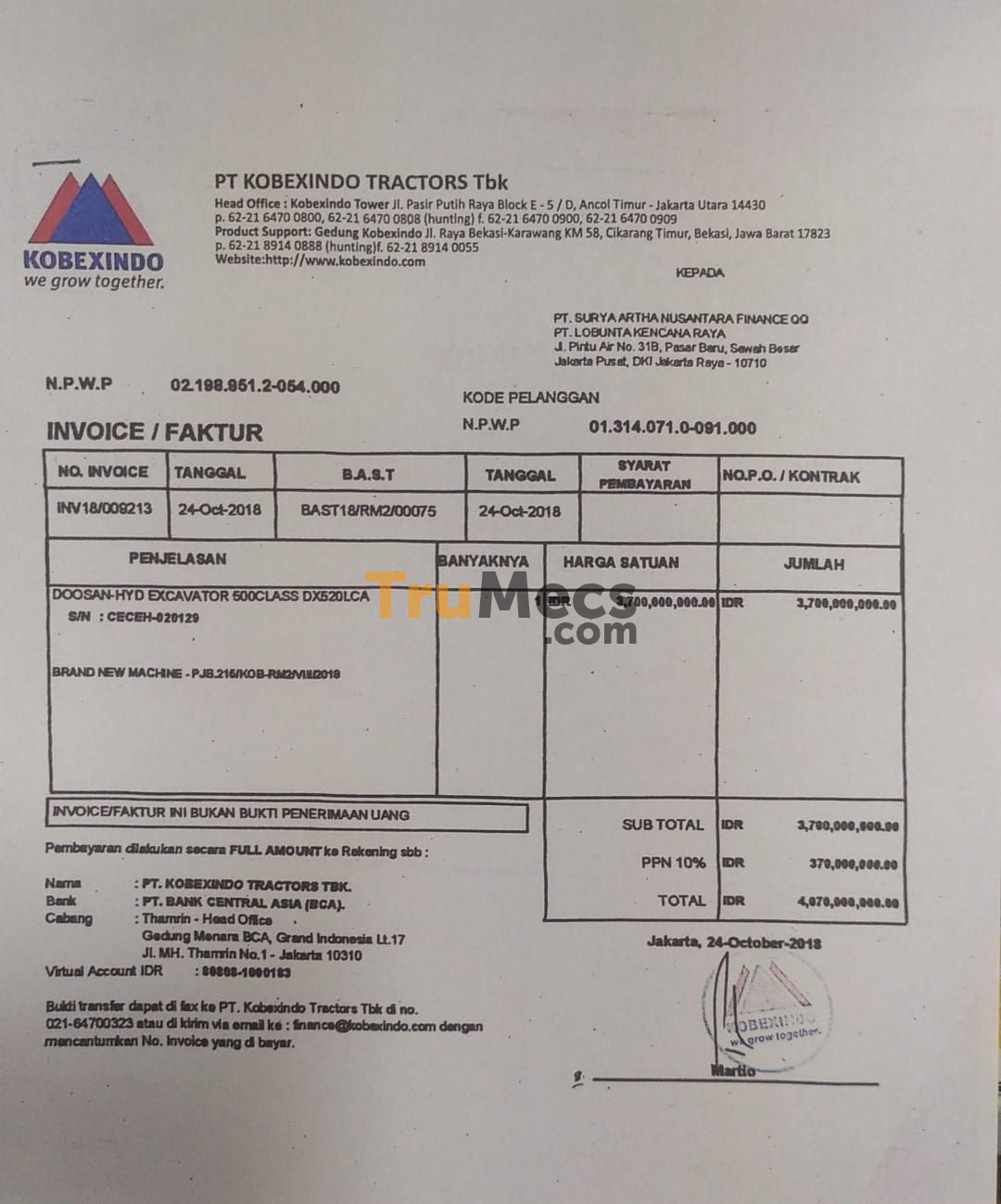 Jual Doosan Dx-520lca | Trumecs